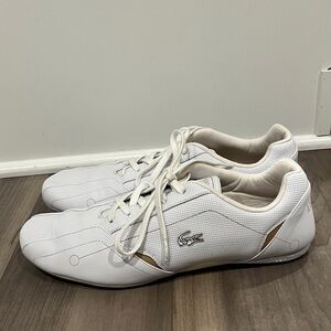 Lacoste Men's White and Gold Sneakers